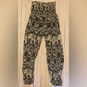 Harem Pants Branded Elastic Waist Harem Pants Elephant Print Boho Yoga Lounge
